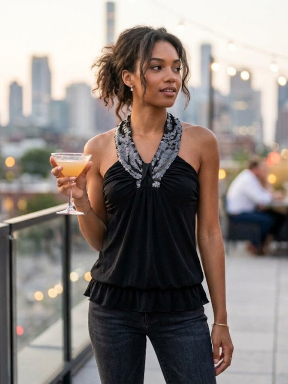Express Halter Sequin Blouse Casual‎ Top Shirt